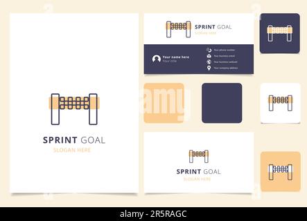 Logo Sprint Goal avec texte modifiable. Modèle de livre de marque et de carte de visite. Illustration de Vecteur