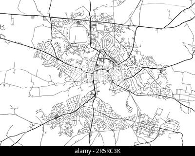 Carte routière de la ville de Hereford au Royaume-Uni sur fond blanc. Banque D'Images