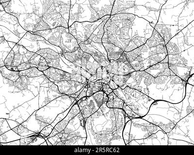 Carte routière de la ville de Leeds au Royaume-Uni sur fond blanc. Banque D'Images