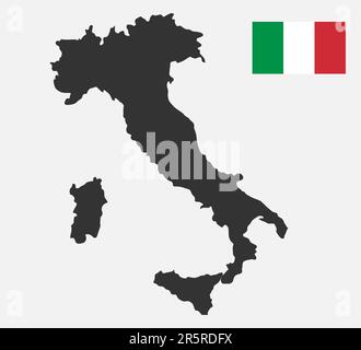 Carte de l'Italie en noir sur fond blanc. Carte vectorielle de l'Italie Illustration de Vecteur