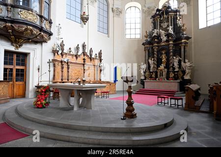 Rencontre avec des journalistes à l'occasion du lancement de la saison de pèlerinage 2023 dans l'abbaye bénédictine de Saint Adalbert et de Sainte-Marguerite (photo) à Brevnov, Prague, République tchèque, 5 juin 2023. (CTK photo/Katerina Sulova) Banque D'Images