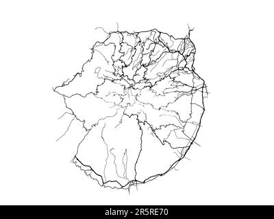 Carte routière vectorielle de la ville de Gran Canaria en Espagne sur fond blanc. Banque D'Images