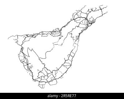 Carte routière vectorielle de la ville de Ténérife en Espagne sur fond blanc. Banque D'Images