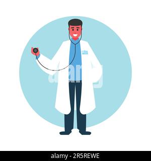 Médecin avec stéthoscope. Illustration vectorielle dans un style plat. Illustration de Vecteur