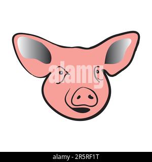 Icône de tête de porc. Illustration vectorielle d'une tête de porc en style dessin animé. Illustration de Vecteur