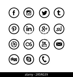 Ensemble d'icônes d'applications sociales populaires avec coins arrondis. Icônes de médias sociaux conception moderne sur fond transparent pour votre conception. Illustration de Vecteur
