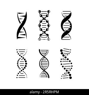 Jeu d'icônes d'ADN. Icône de chromosome. Molécule de structure. Génétique et symboles médicaux Illustration de Vecteur