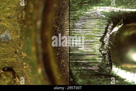 Comparaison microscopique du boîtier de la cartouche Banque D'Images