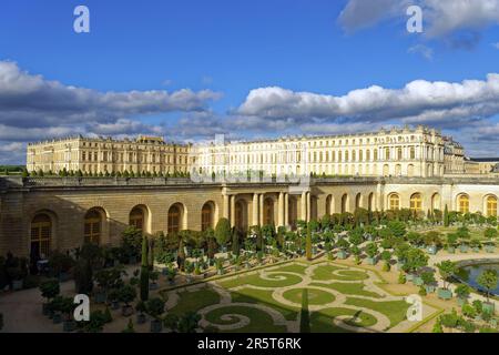 France, Yvelines, Versailles, château de Versailles classé au patrimoine mondial de l'UNESCO, Orangerie et son parterre Banque D'Images