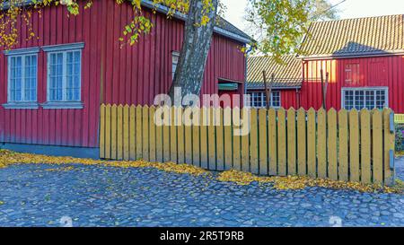 Sélectionné Fence jaune et Maison Rouge à Fredrikstad Norvège Banque D'Images