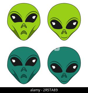 Jeu de couleurs avec face extraterrestre. Objet vectoriel isolé sur fond blanc. Illustration de Vecteur