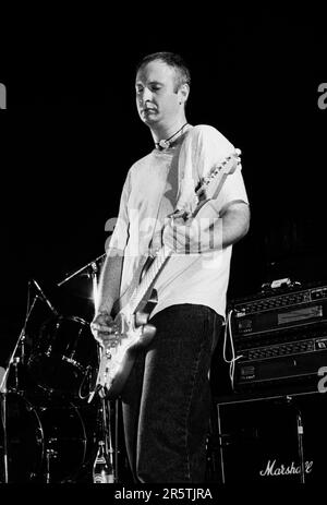 BOB MOLD, SUGAR, COPPER BLUE TOUR, 1992 : Bob Mould du légendaire groupe de grunge Sugar lors de leur tournée Copper Blue Tour à l'Université de Cardiff le 17 décembre 1992. Photographie : Rob Watkins. INFO : Sugar, un groupe de rock alternatif américain formé en 1992 à Athens, en Géorgie, par Bob Mould, a été acclamé pour son mélange d'énergie punk et de hooks mélodiques. Des tubes comme If I Can't change Your Mind et Helpless ont consolidé leur statut d'icônes du rock indépendant des années 90. Banque D'Images