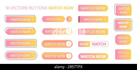 La montre est maintenant un ensemble de boutons simples et modernes. Bouton-poussoir pour une application, une publicité, un magasin ou un site Web. Différentes icônes pour votre produit Illustration de Vecteur