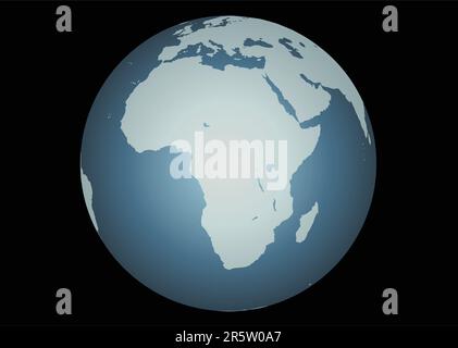 Afrique (Vector). Carte précise de l'Afrique. Cartographiée sur un globe. Inclut les grands lacs, Madagascar. Europe et Moyen-Orient au Nord. Illustration de Vecteur