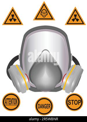 Masque à gaz de protection chimique et radiante dans un vecteur Illustration de Vecteur