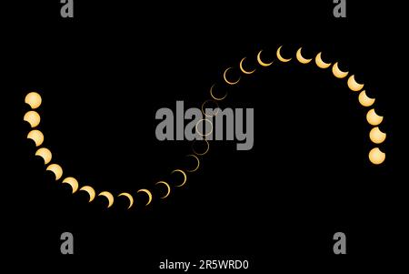 Éclipse solaire annulaire, phases de l'éclipse solaire Banque D'Images