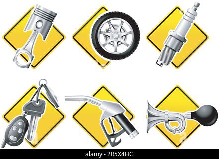 Icônes automobile et course - première partie Illustration de Vecteur