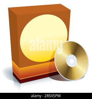 Boîte rouge vierge 3D avec CD, prête à l'emploi, Vector. Illustration de Vecteur