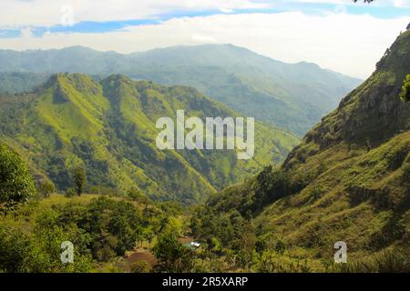 Célèbre montagne d'Ella dans le centre du Sri Lanka, vue tôt le matin depuis la randonnée Banque D'Images