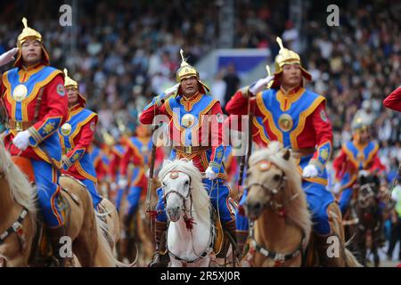 Ouverture du festival naadam 2022, hommage aux gardes à cheval Banque D'Images