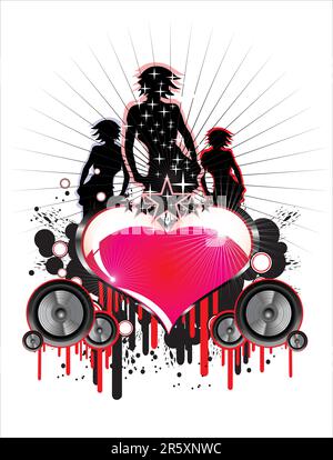 Cadre de l'événement de musique Girls and Love Illustration de Vecteur