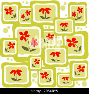Motif abstrait de fleurs rouges sur fond blanc. Illustration de Vecteur