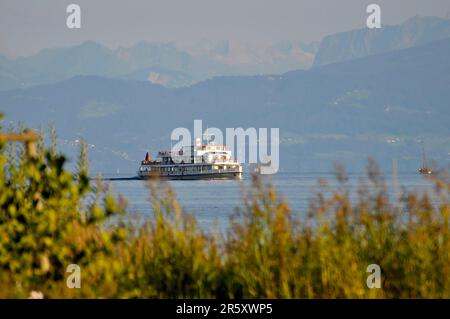 Alpes suisses sur le lac de Constance, navigation sur le lac de Constance, bateau à passagers près d'Immenstaad Banque D'Images