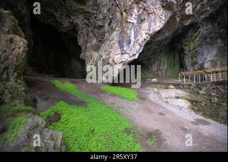 Grotte d'eau douce et de mer Smoo Cave, Durness, Comté de Sutherland, Écosse, Royaume-Uni Banque D'Images