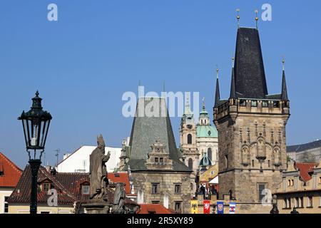 Mala Strana, petite ville, vue depuis le pont Charles, Prague, Bohême, République tchèque Banque D'Images