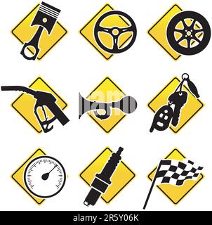 Icônes automobile et course - troisième partie Illustration de Vecteur