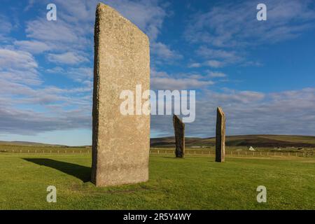 Pierres sur pied de Stennes, Orkneys, Écosse, Royaume-Uni Banque D'Images