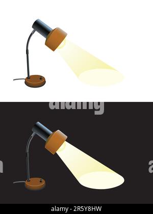Lampe de bureau rétro et lumineuse Illustration de Vecteur