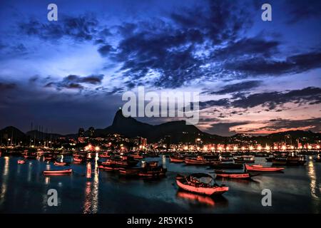 La belle vue de Mureta da Urca à Dusk - longue exposition à Rio de Janeiro, Brésil Banque D'Images