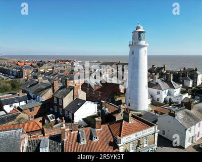 Phare de Southwold avec mer derrière Banque D'Images