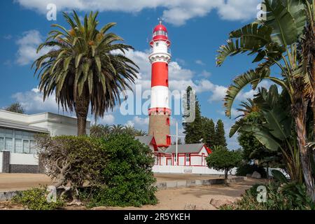 Monument historique Swakopmund Phare, construit pendant la période coloniale allemande à Swakopmund, Namibie, Afrique. Banque D'Images