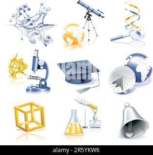 Ensemble d'icônes liées à la science Illustration de Vecteur