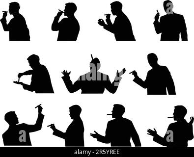 homme fumant des silhouettes Illustration de Vecteur