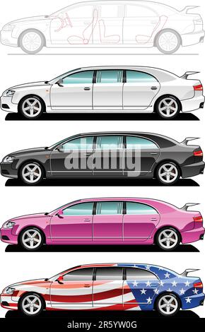 Limousine - fait partie de mes collections de style de carrosserie de voiture. Gradients simples uniquement - pas de maillage de gradient Illustration de Vecteur