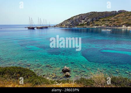 La ville en ruines de Knidos, la côte turquoise dans le sud-ouest de la Turquie, une destination de vacances populaire Banque D'Images