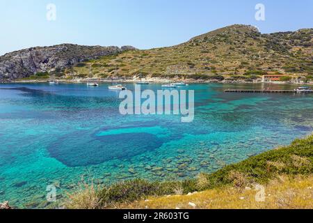 La ville en ruines de Knidos, la côte turquoise dans le sud-ouest de la Turquie, une destination de vacances populaire Banque D'Images