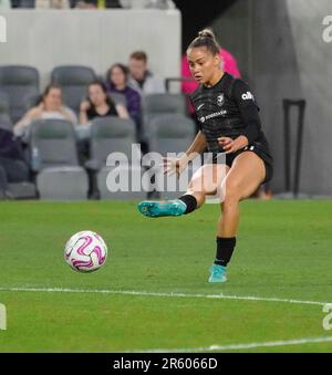 5 juin 2023: NWSL - National Women's Soccer League - Angel City Defender Sarah Gorden passant le ballon pendant la première moitié du jeu. Angel City FC 1 - Chicago Red Stars 2, BOM Stadium, Los Angeles, CA, États-Unis, 5 juin 2023. (Credit image: © Scott Mitchell/ZUMA Press Wire) USAGE ÉDITORIAL SEULEMENT! Non destiné À un usage commercial ! Banque D'Images