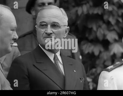 1945 - Conférence de Potsdam Premier ministre britannique Winston Churchill, Président Harry S. Truman Banque D'Images