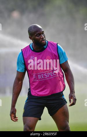 Milan, Italie. 05th, juin 2023. Romelu Lukaku d'Inter vu lors d'une session d'entraînement avant la finale de la Ligue des champions de l'UEFA à Istanbul. Ici, les joueurs sont vus au centre de formation Suning à Milan. (Crédit photo: Gonzales photo - Tommaso Fimiano). Banque D'Images