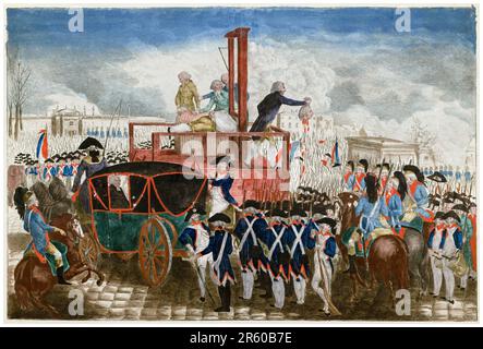 Révolution française, mort de Louis XVI, exécution de Louis XVI sur la guillotine, 21st janvier 1793, gravure par artiste inconnu, 1793 Banque D'Images