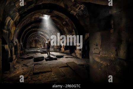 La Caravanserai d'Orbelian, également connue sous le nom de Sulama Caravanserai et Selim Caravanserai, est une Caravanserai dans la province de Vayots Dzor en Arménie. Banque D'Images