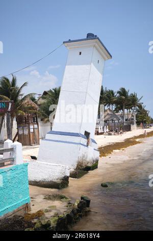 Le phare de Pise Puerto Morelos Yucatan Mexique Banque D'Images