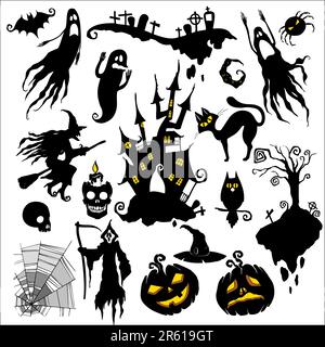 ensemble d'illustrations vectorielles. halloween thème effrayant Illustration de Vecteur