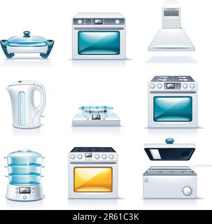 Set of the detailed domestic appliances icons Stock Vector