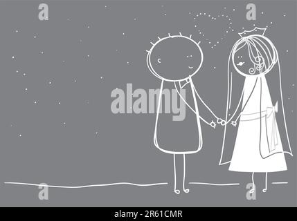 Jeunes mariés le jour de leur mariage Illustration de Vecteur