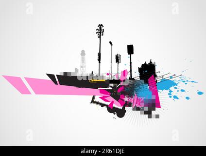 Illustration Vecteur de fond urbain de décoration de style Illustration de Vecteur